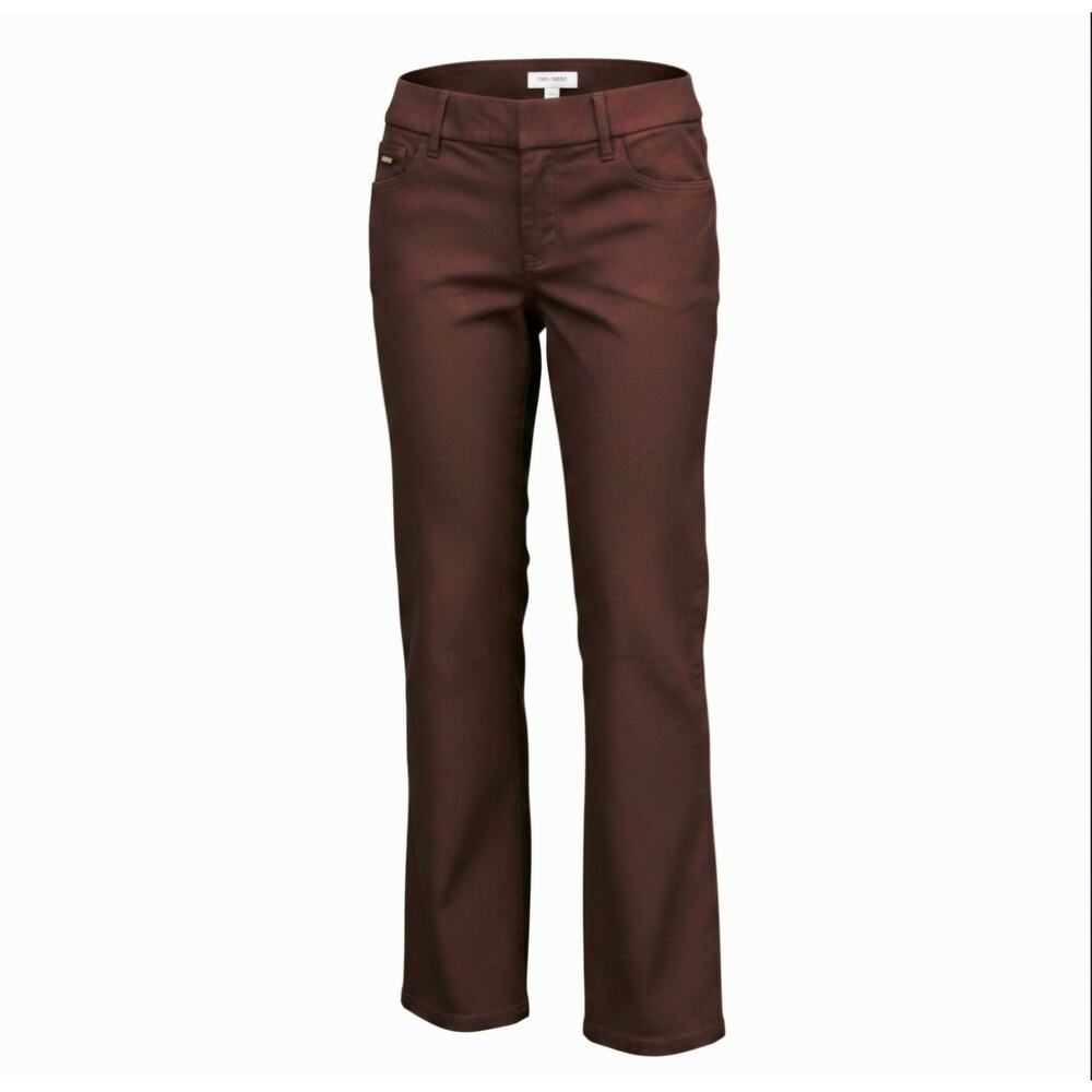 Size 6 Nine West Burgundy Cotton Spandex Straight Pants Pull On Logo Casual